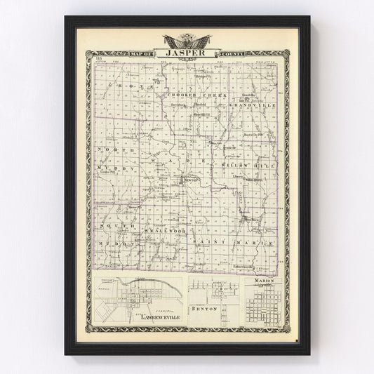 Vintage map of Jasper County, Illinois, 1876