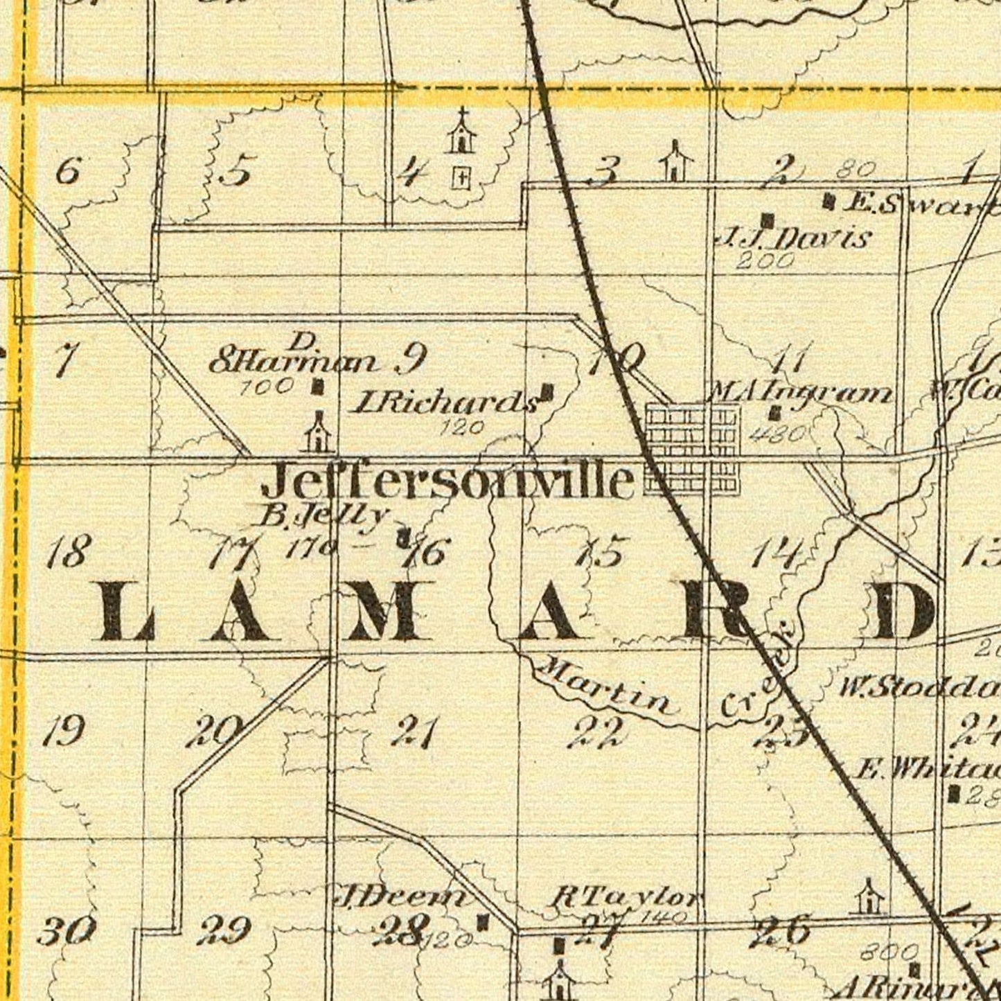 Vintage Map of Wayne County, Illinois, 1876