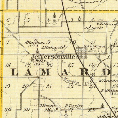 Vintage Map of Wayne County, Illinois, 1876