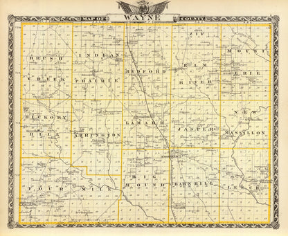 Vintage Map of Wayne County, Illinois, 1876