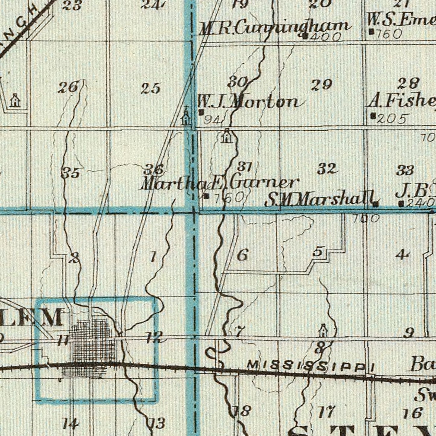 Vintage Map of Marion County, Illinois, 1876