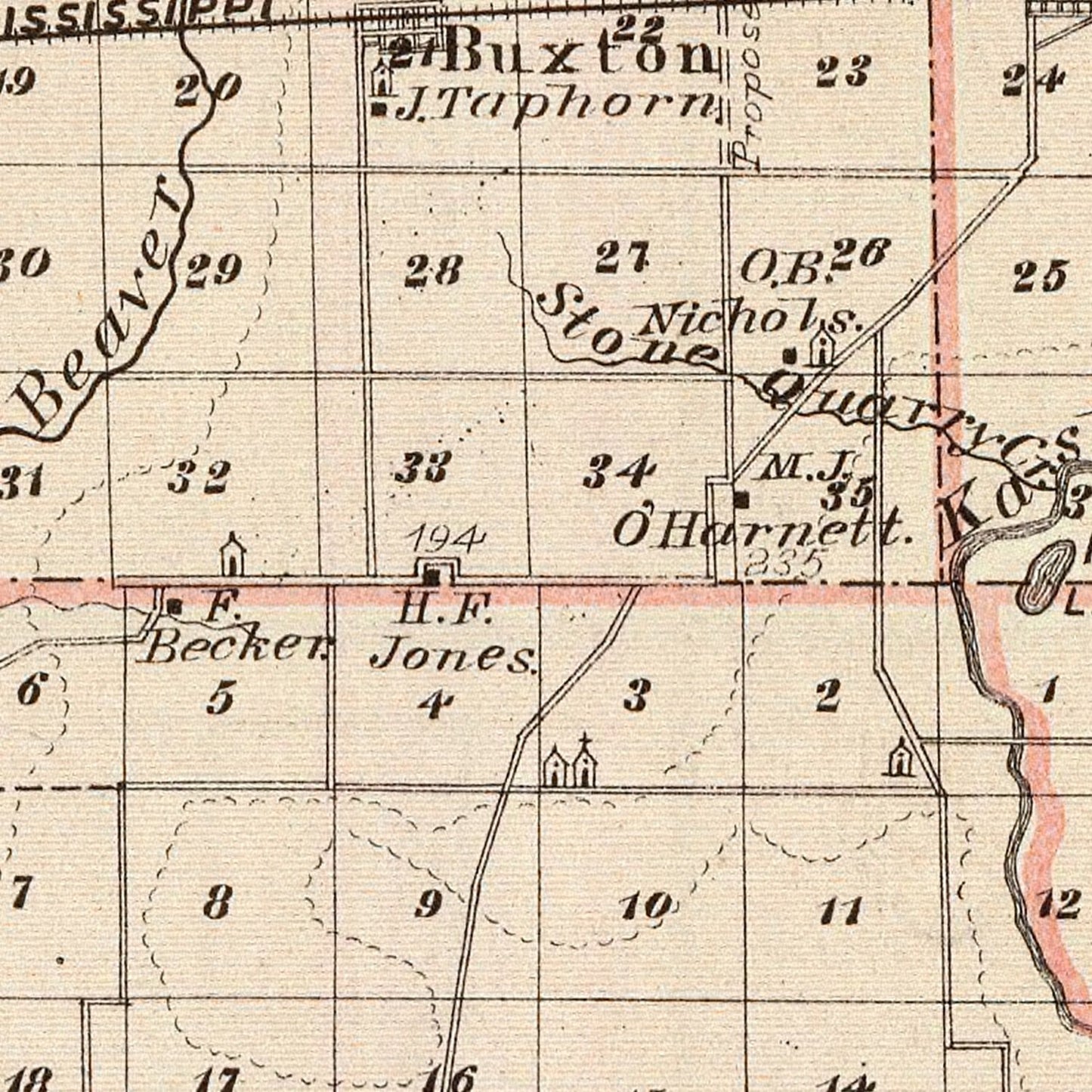 Vintage Map of Clinton County, Illinois, 1876