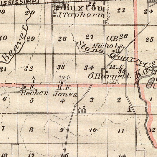 Vintage Map of Clinton County, Illinois, 1876