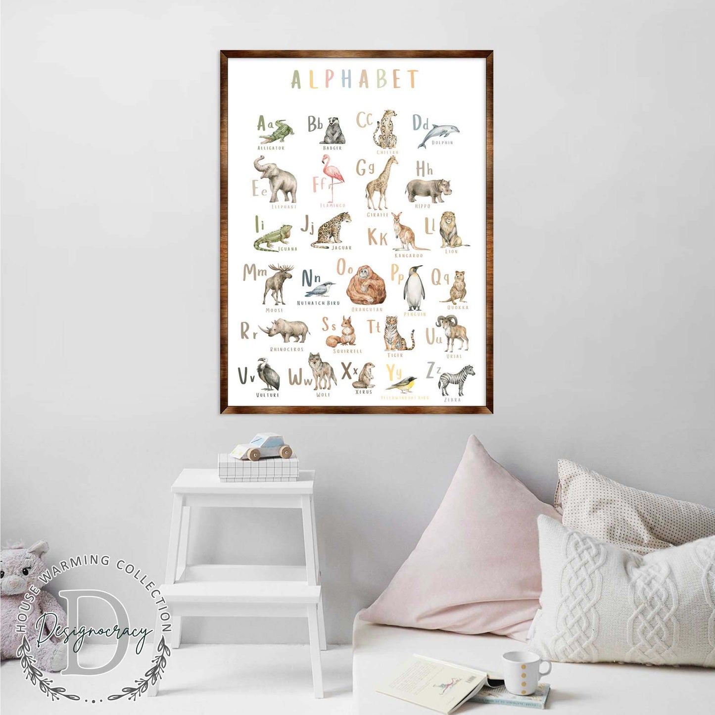 Animal Alphabet Wooden Kids Room Wall Art