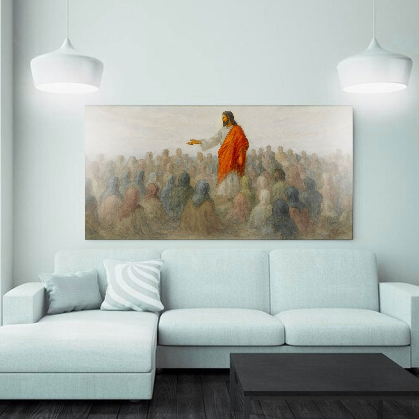 Jesus Preaching to Multitude Faith Canvas Art