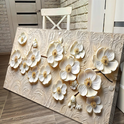 White Blossom Serenade Floral Canvas Wall Art