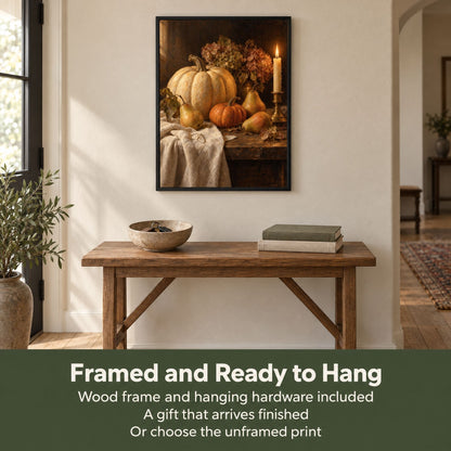 Moody Still Life Wall Art, Autumn Harvest Table Print