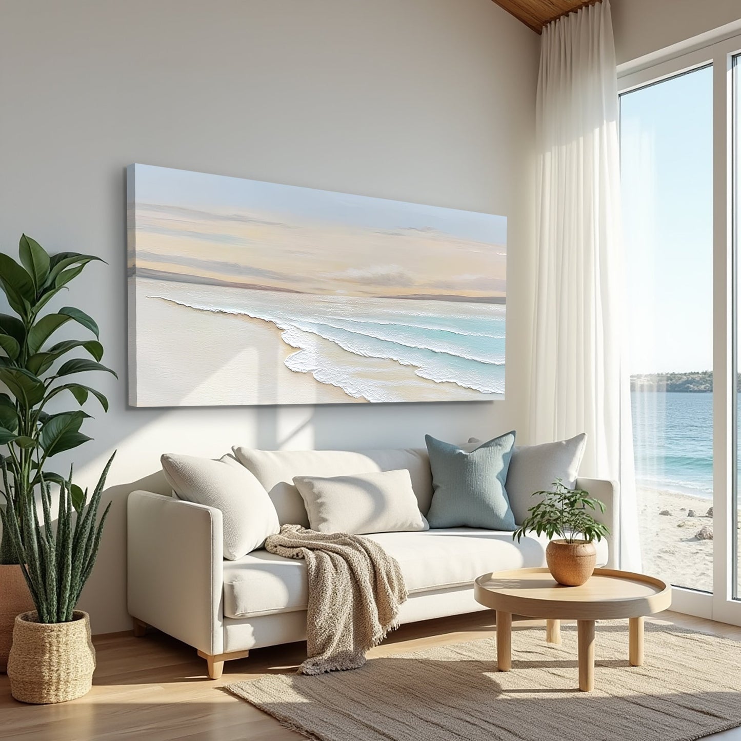 Serene Ocean Wave Coastal Canvas Wall Art