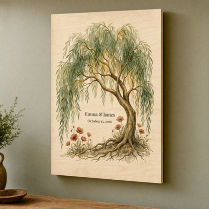 Personalized Willow Anniversary Wood Print