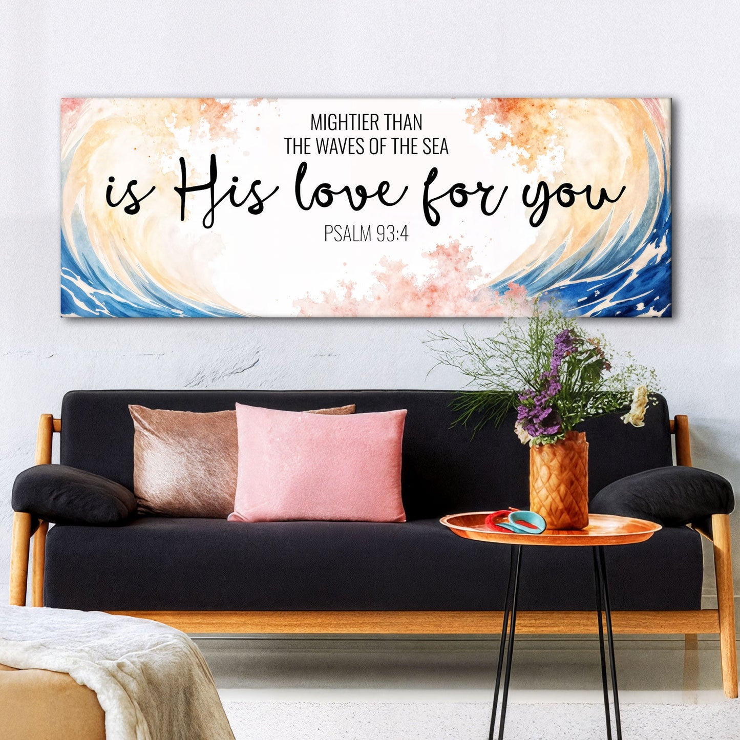 Mightier Than the Waves Psalm 93:4 Canvas Wall Art