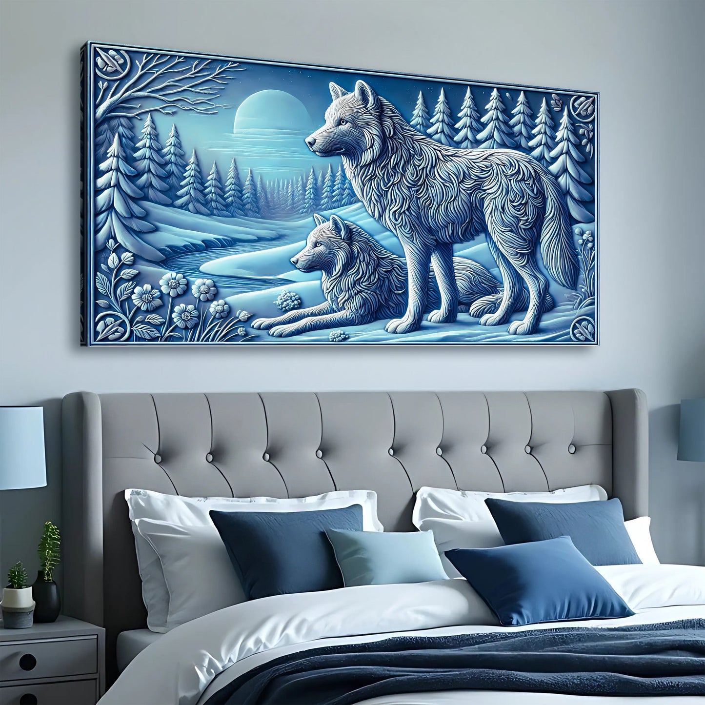 3D Wolves Wall Art Decor