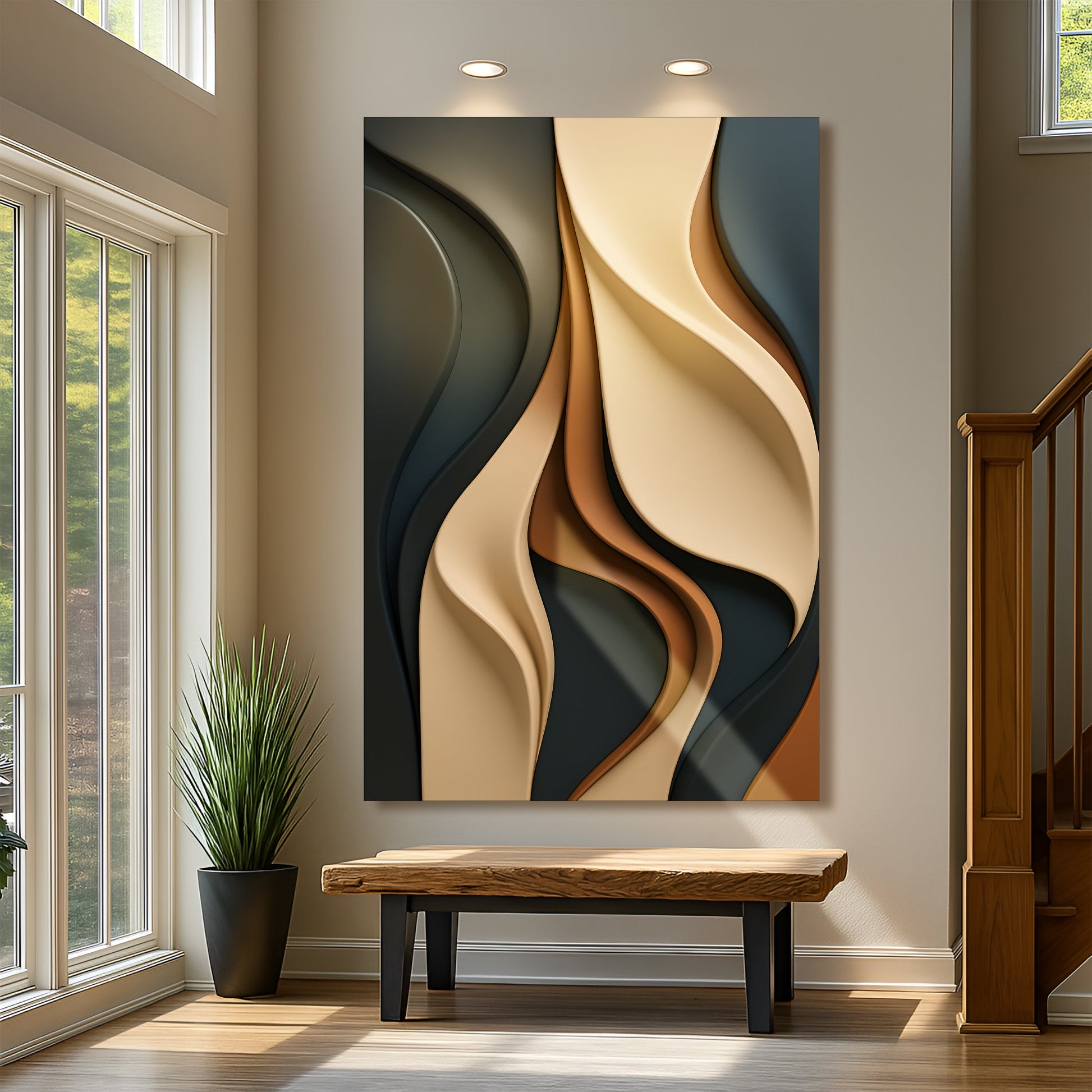 Abstract minimalist canvas wall art with clean lines and neutral palette for modern interiors