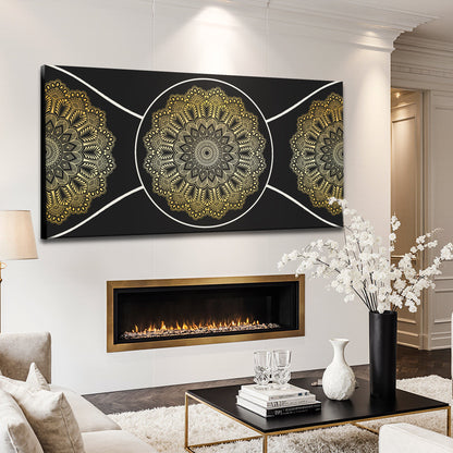 Gold Sacred Geometry Canvas Wall Art - Abstract Print