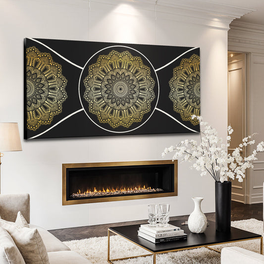 Gold Sacred Geometry Canvas Wall Art - Abstract Print