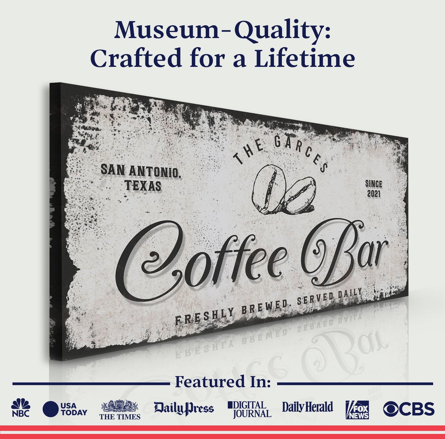 Coffee Bar Personalized Canvas Sign IV