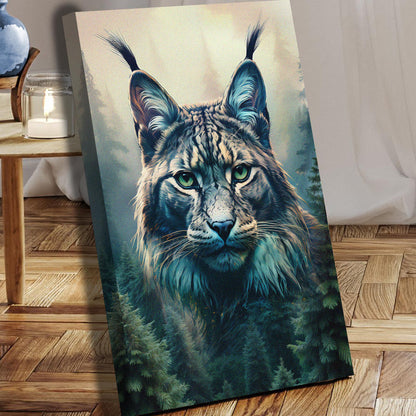 Lynx Double Exposure Canvas Wall Art