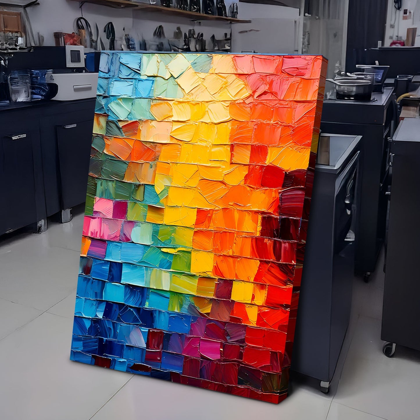 Spectrum Mosaic Abstract Canvas Wall Art
