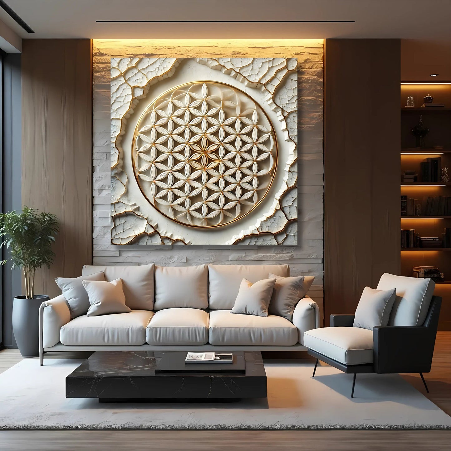 Flower of Life 3D Canvas Wall Art - Style C