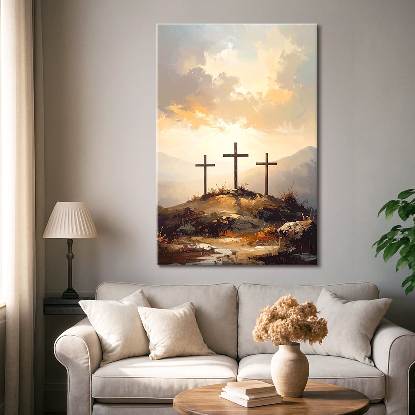 Three Crosses on Calvary Faith Canvas Wall Art