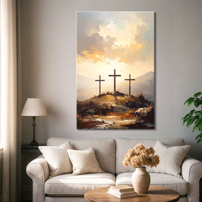 Three Crosses on Calvary Faith Canvas Wall Art