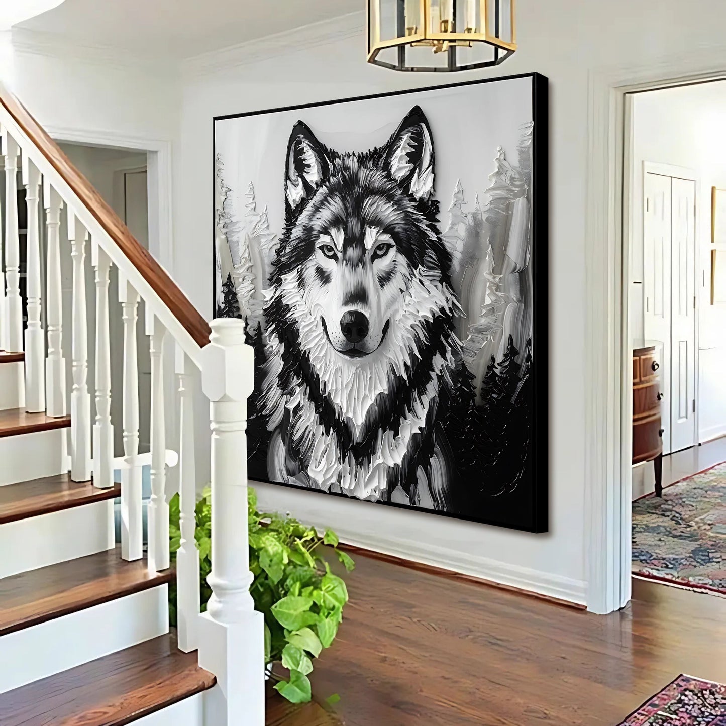3D Wolf Canvas Wall Art Square