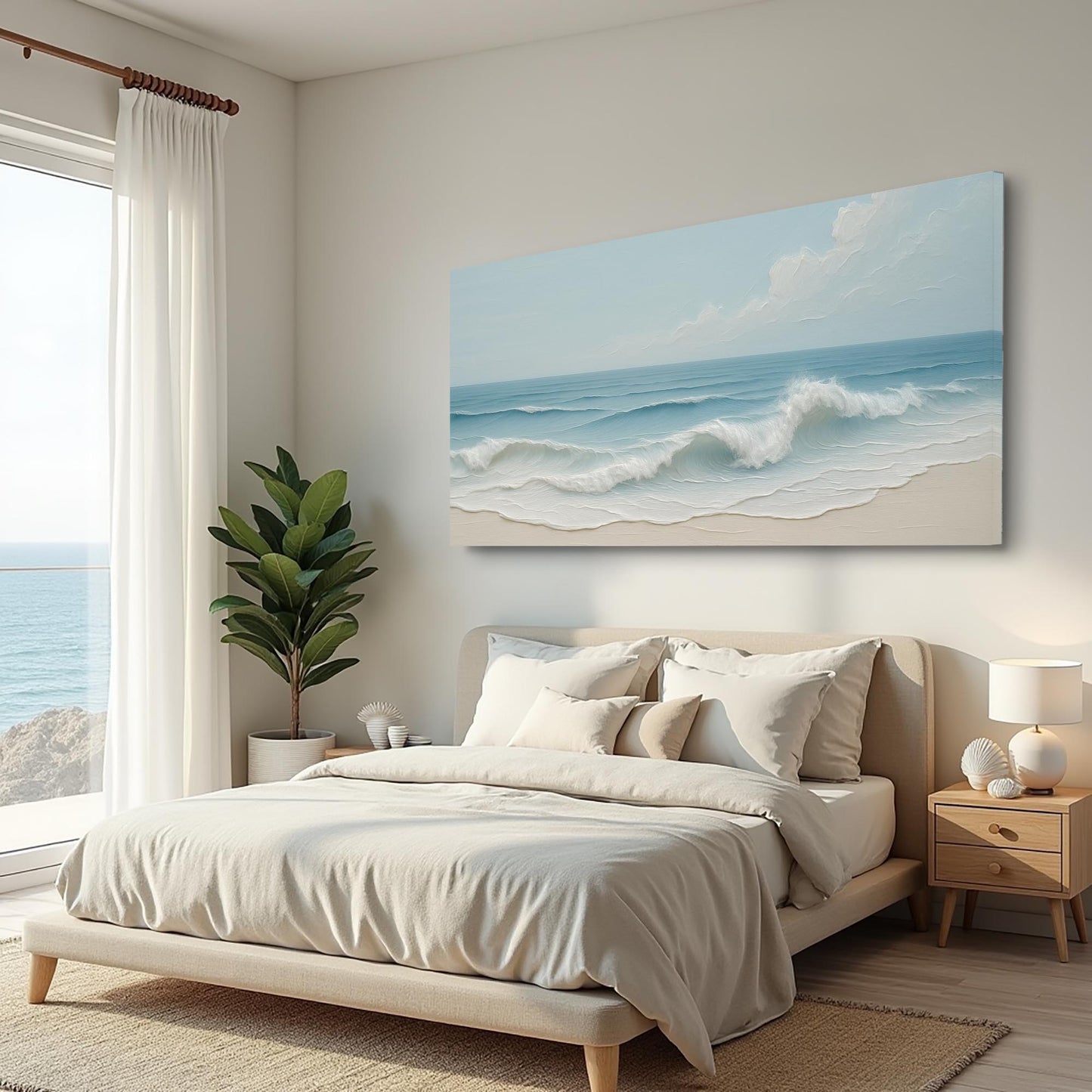 Serene Ocean Wave Coastal Wall Art Canvas