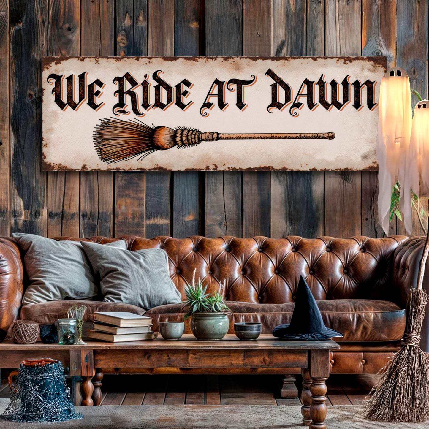 We Ride At Dawn Halloween Canvas Wall Sign