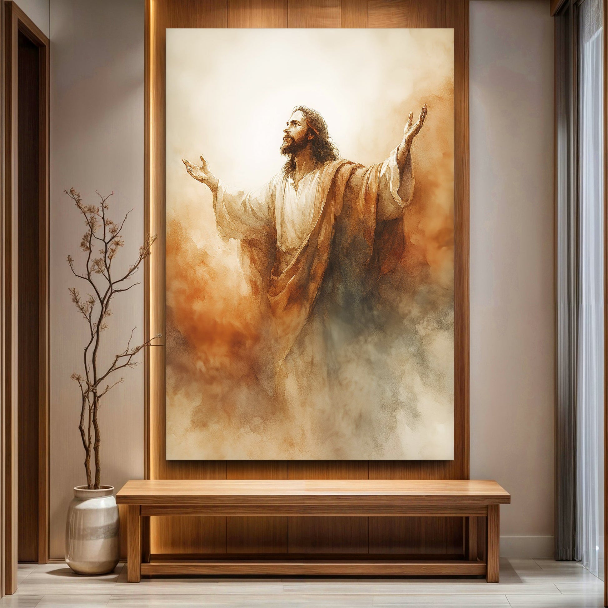 Risen Glory Easter faith canvas wall art with triumphant spiritual imagery