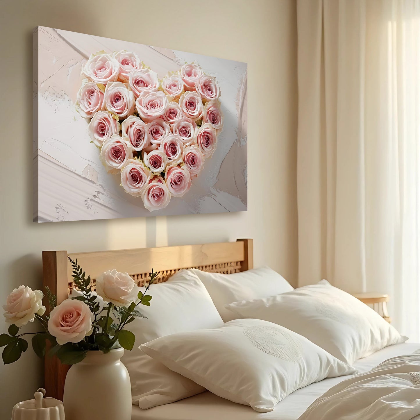 Floral Heart Canvas Wall Art Botanical Print