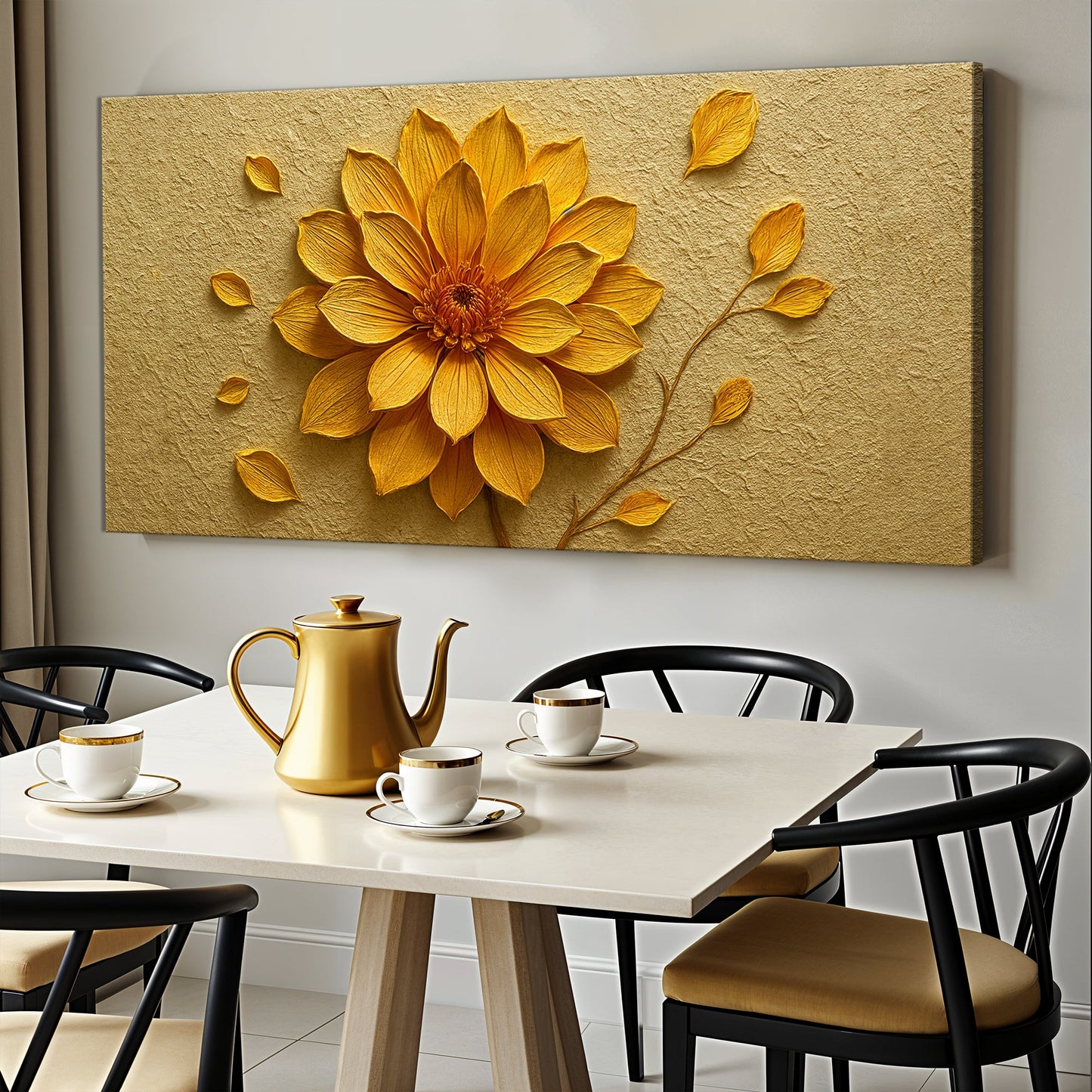 Golden Dandelion Minimalist Canvas Wall Art - Abstract Print