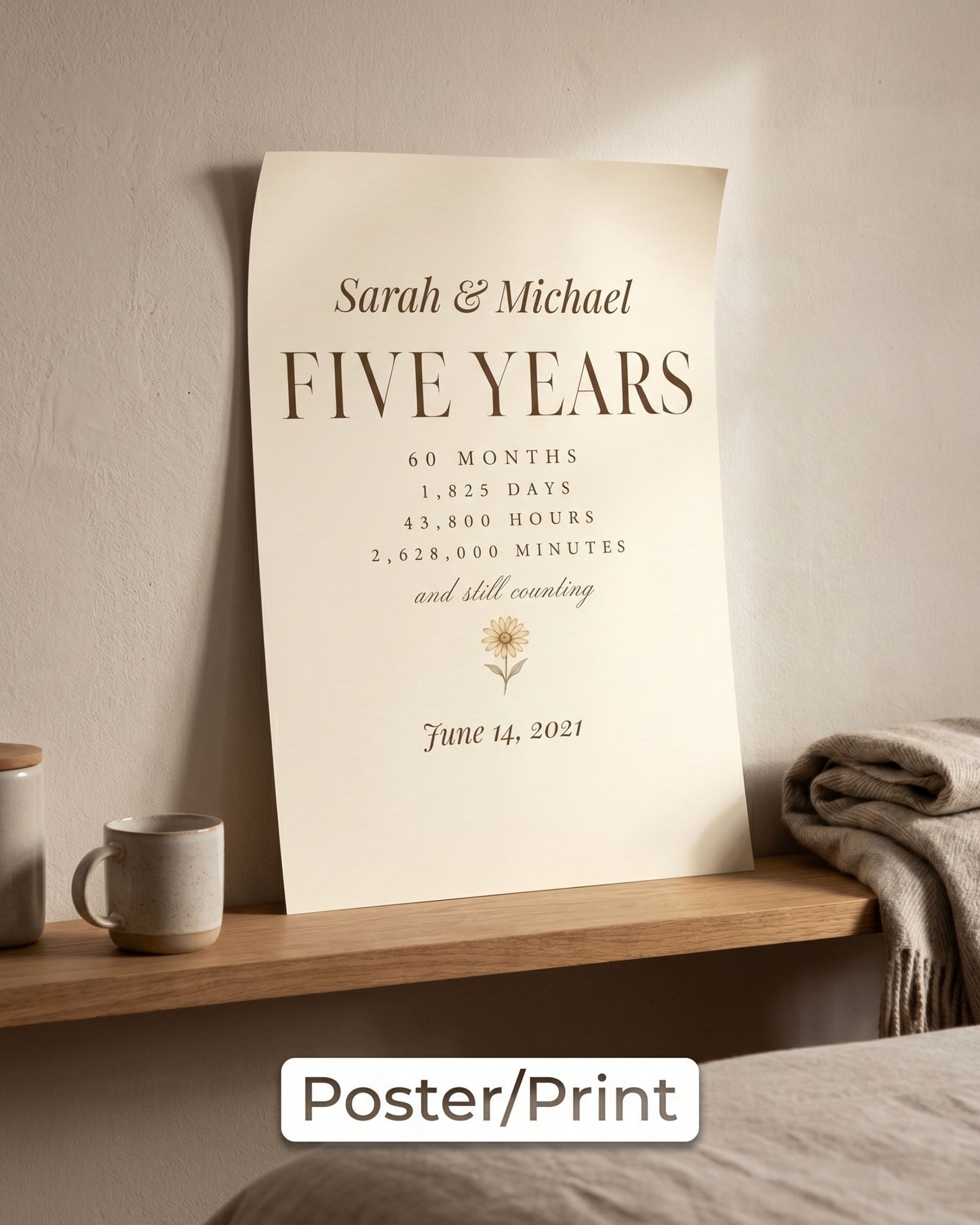 Personalized 5 Year Anniversary Print