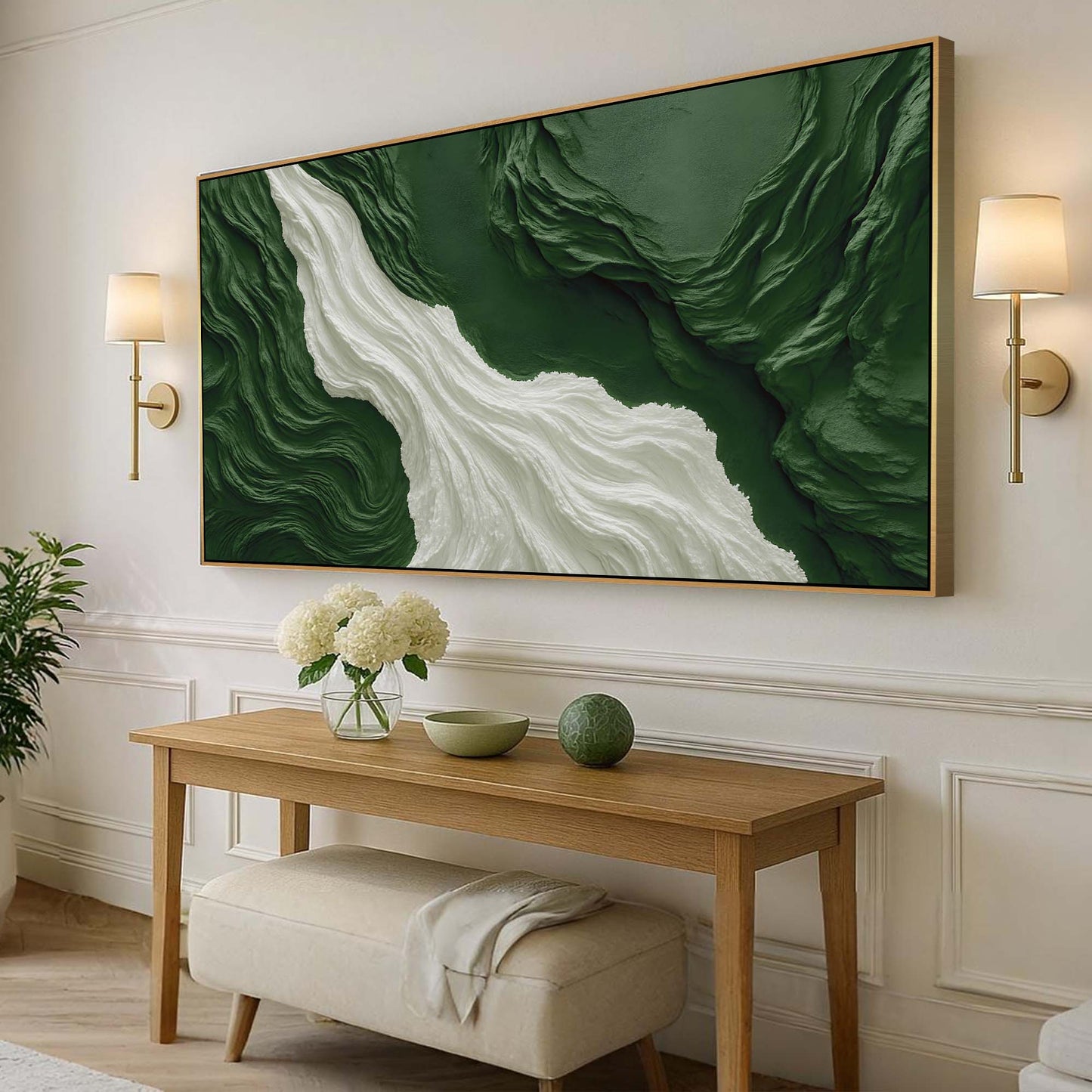 Green Rivers Abstract Canvas Wall Art