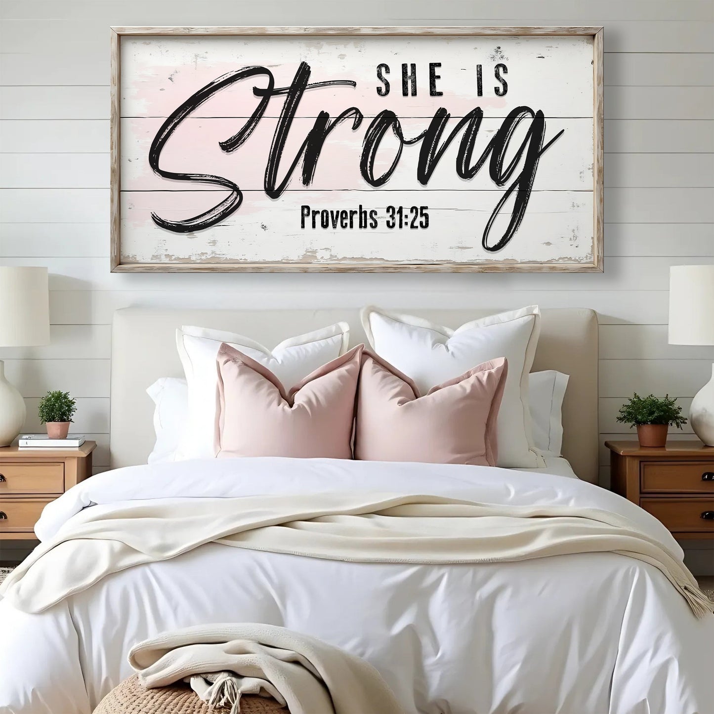 She Is Strong Proverbs 31:25 Faith Canvas Sign