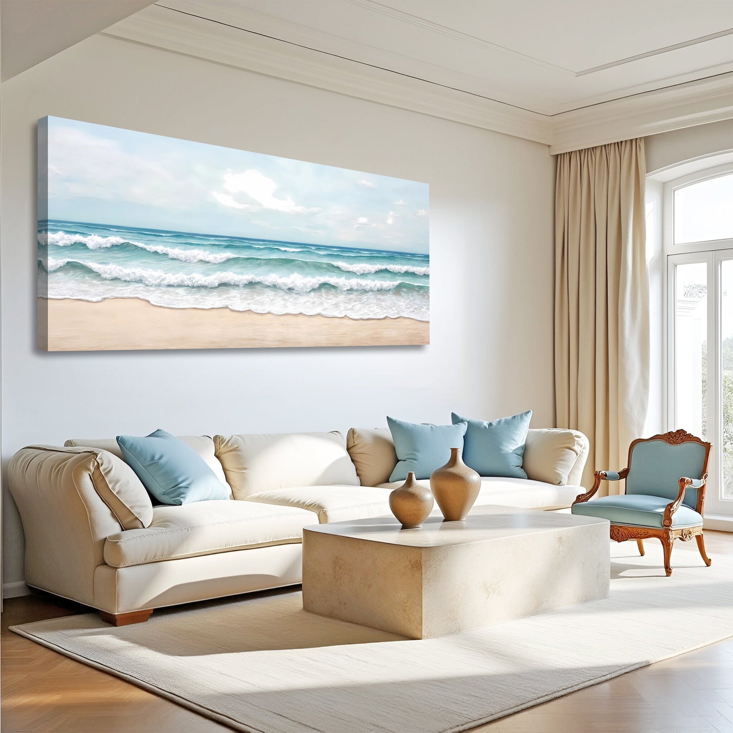 Serene Ocean Wave Coastal Canvas Wall Decor