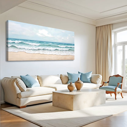 Serene Ocean Wave Coastal Canvas Wall Decor