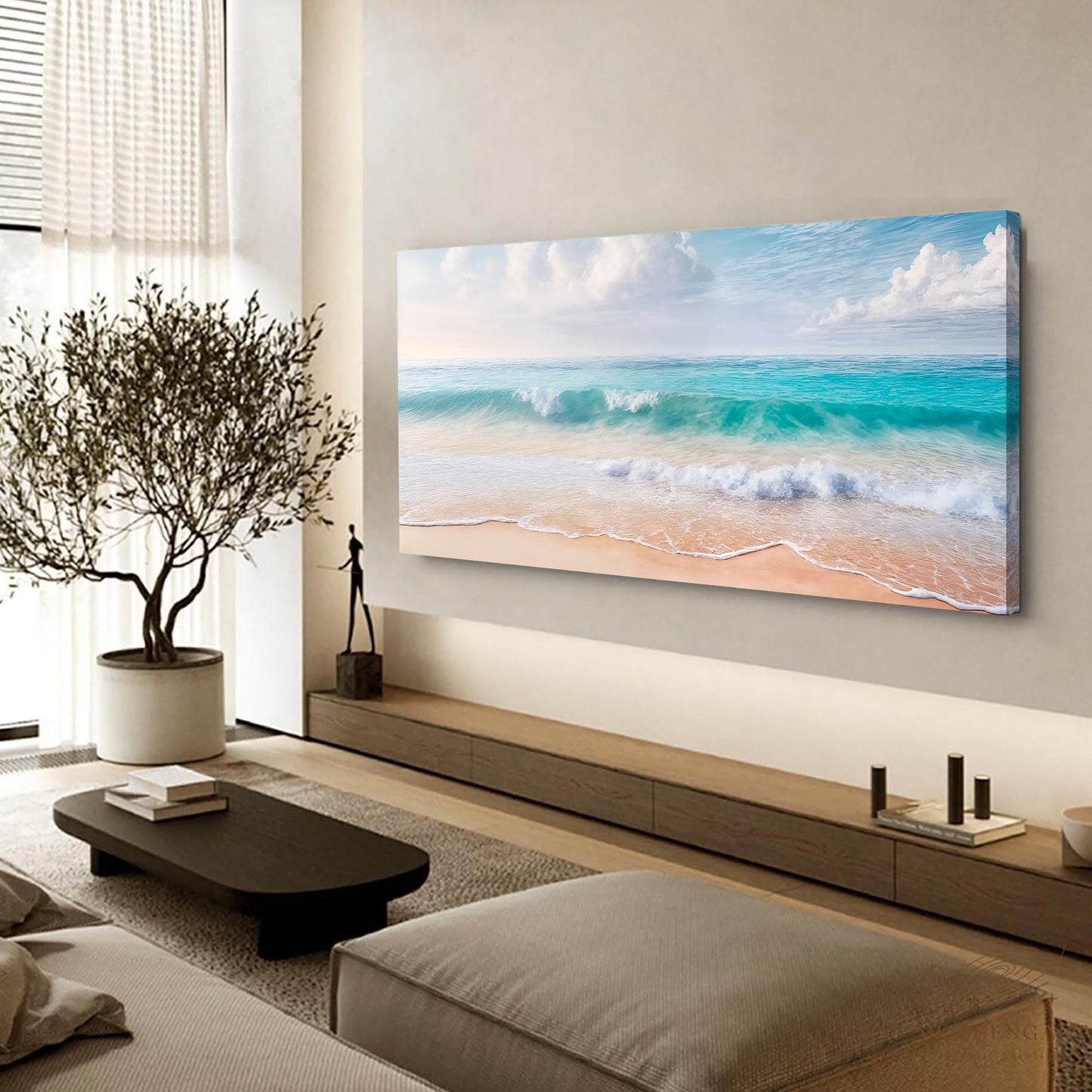 Serene Ocean Wave Coastal Canvas Wall Art