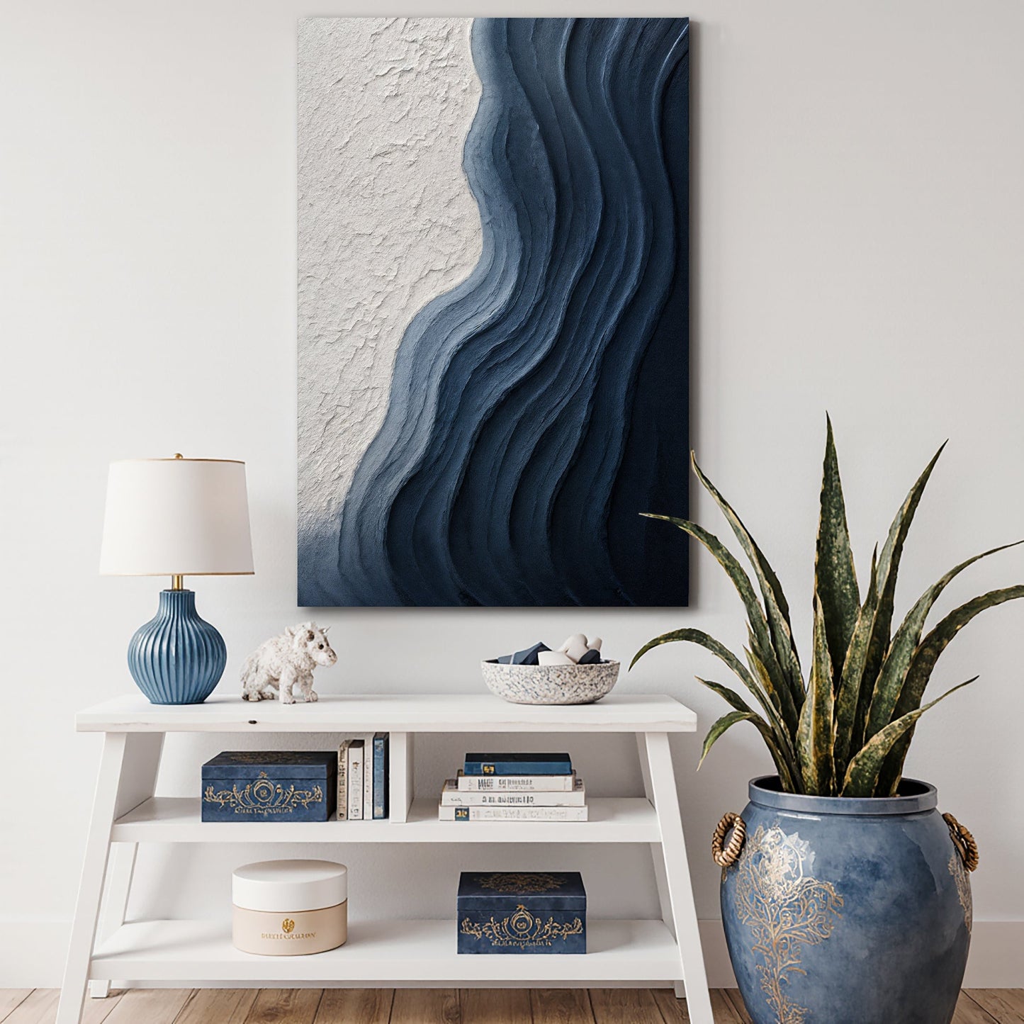 Abstract Minimalist Wave Impasto Canvas Wall Art
