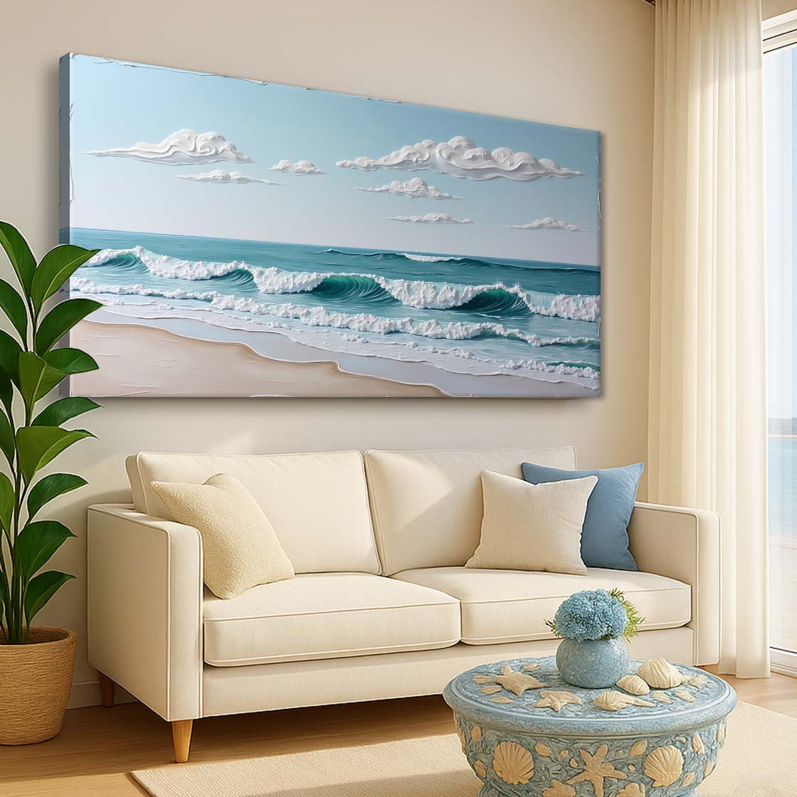 Serene Ocean Wave Canvas Coastal Wall Art