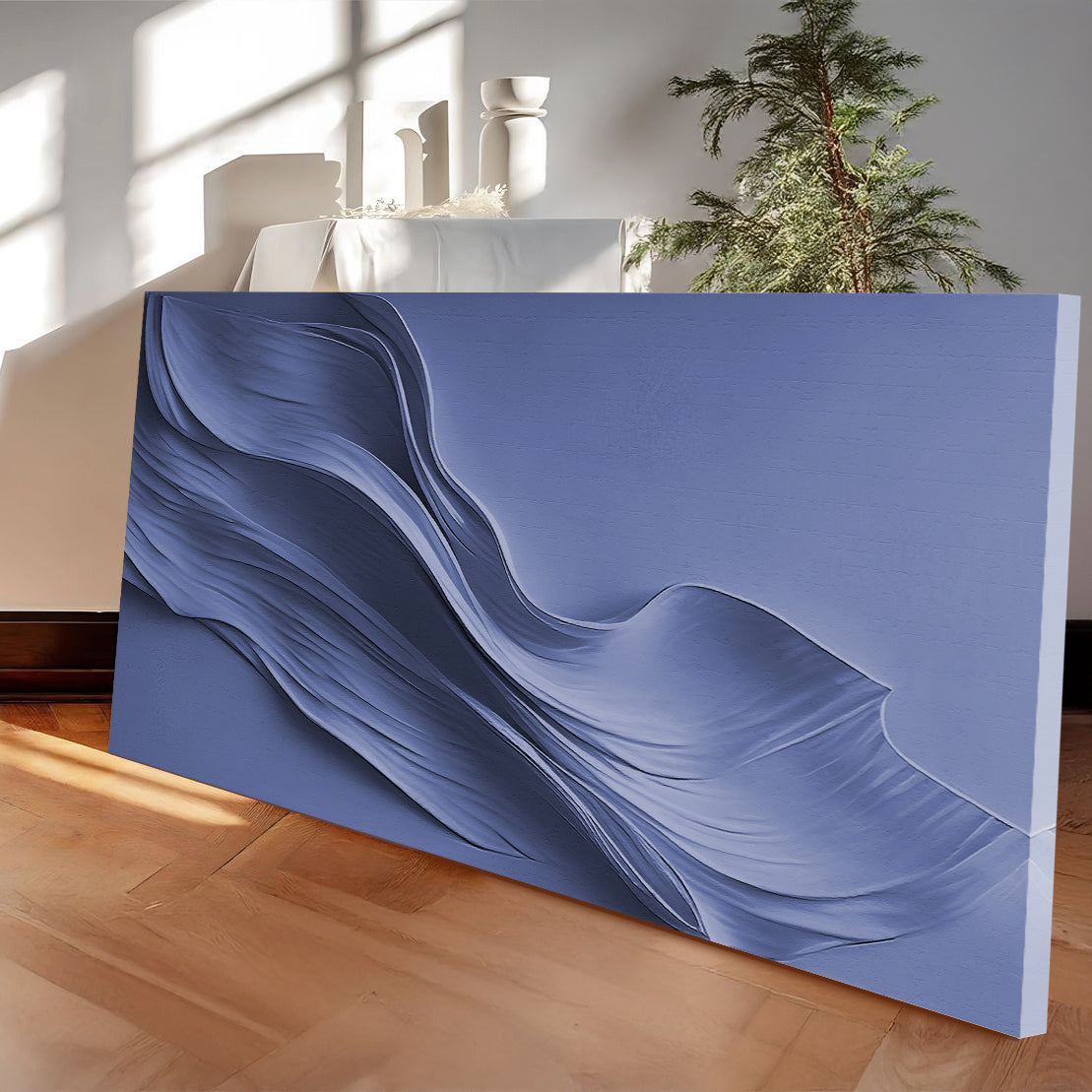 Midnight Navy Minimalist Abstract Canvas Wall Art