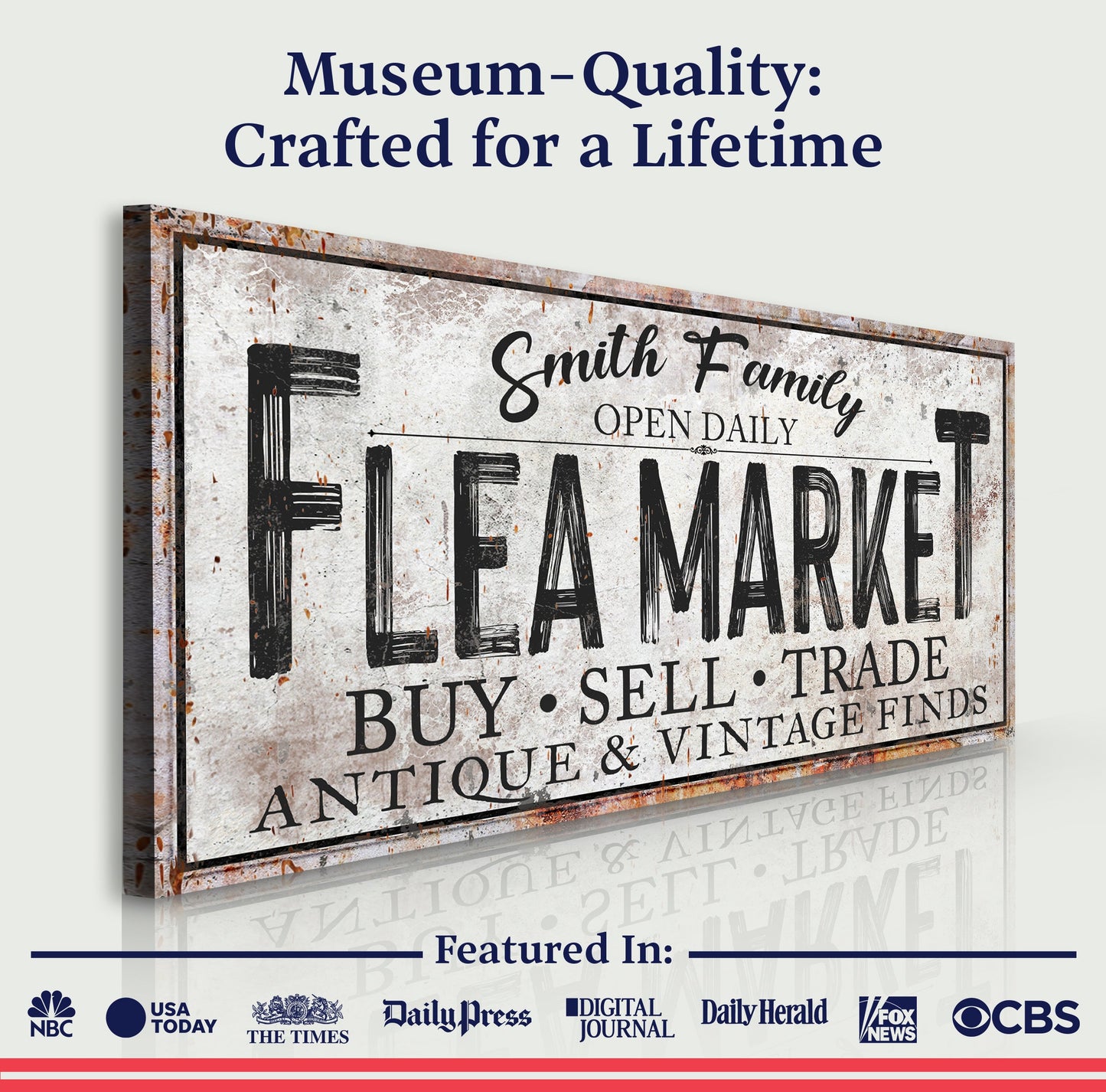 Family Flea Market Vintage Canvas Wall Art Sign
