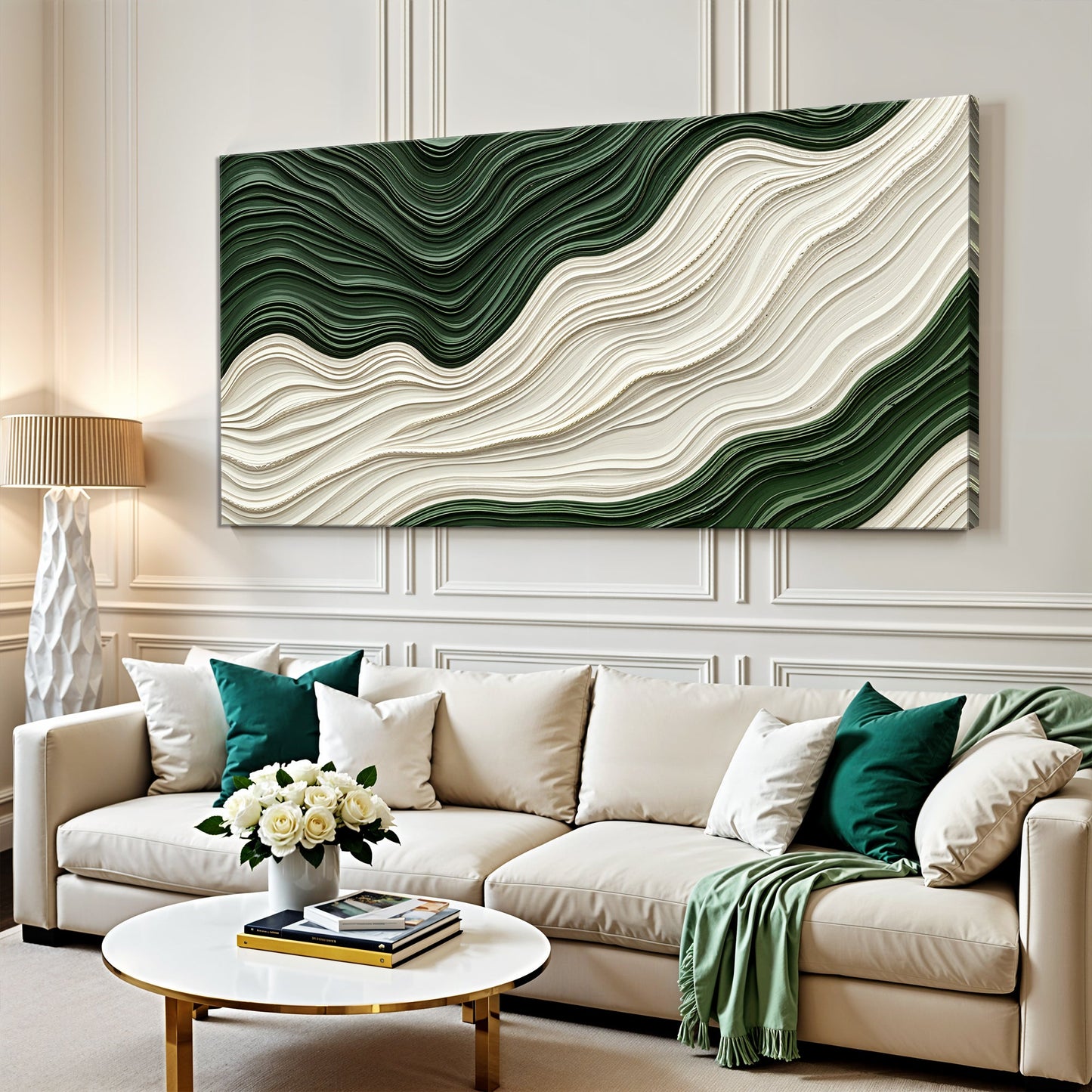 Green Rivers Abstract Canvas Wall Art VIII
