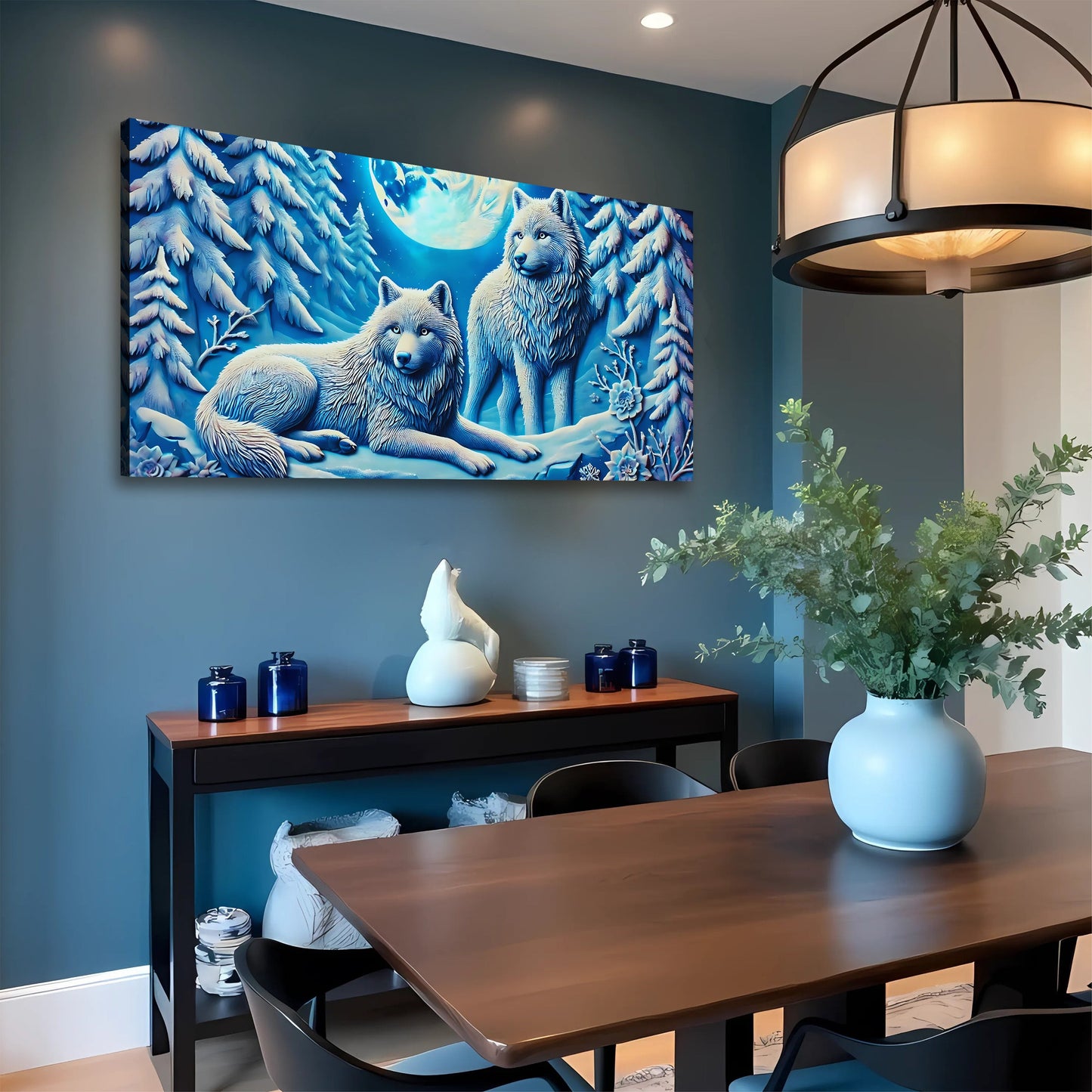 3D Wolves Canvas Wall Art Print