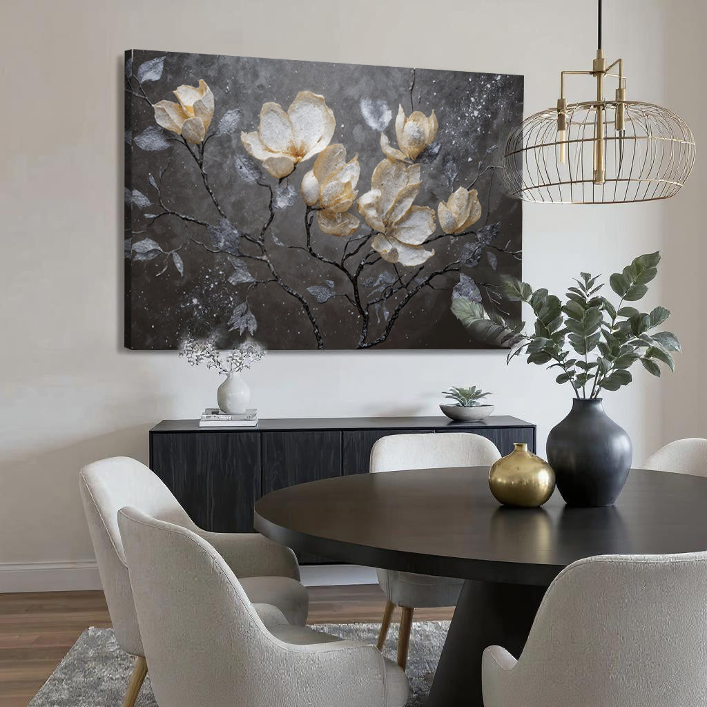 Midnight Magnolias Floral Canvas Wall Art
