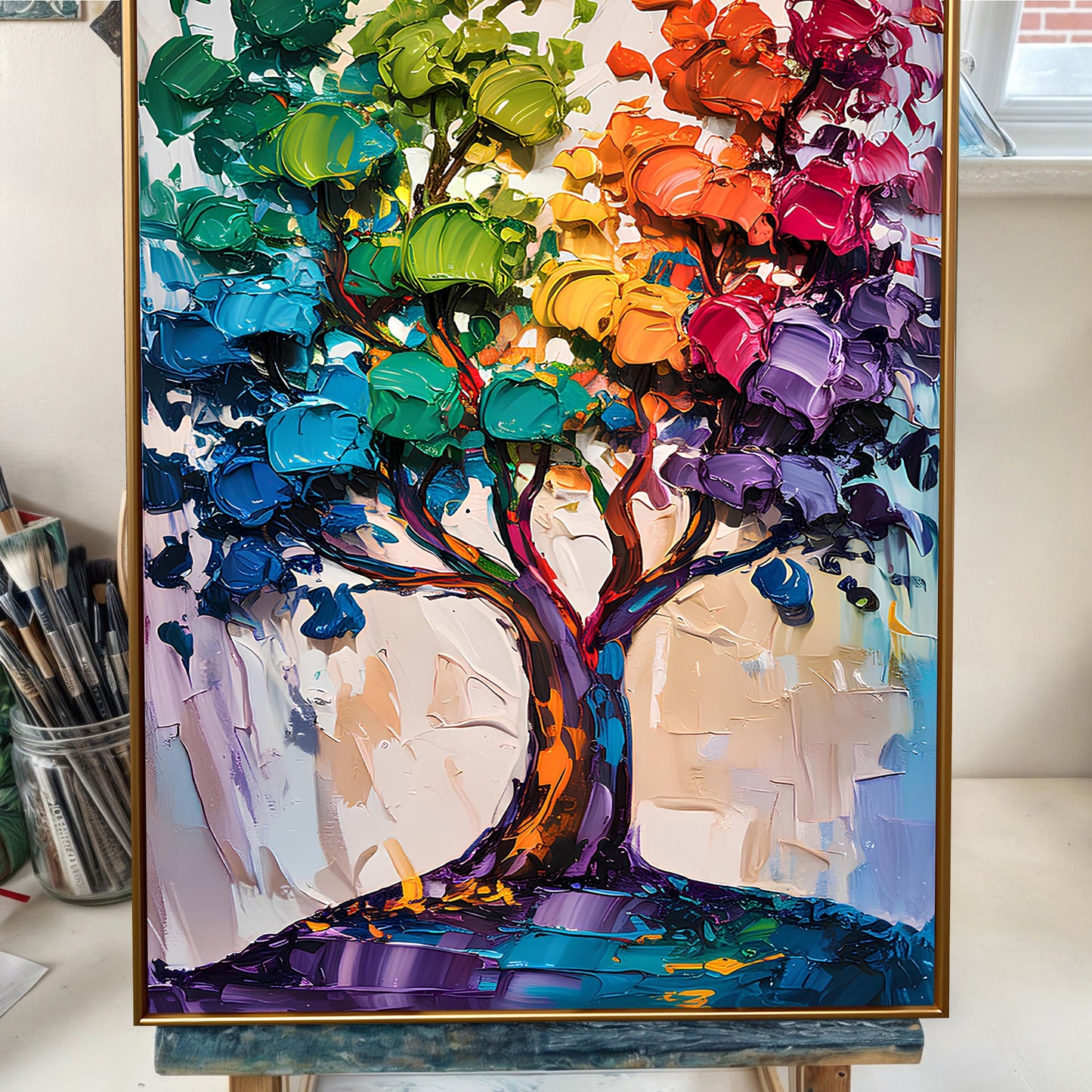 Rainbow Tree Abstract Canvas Wall Art