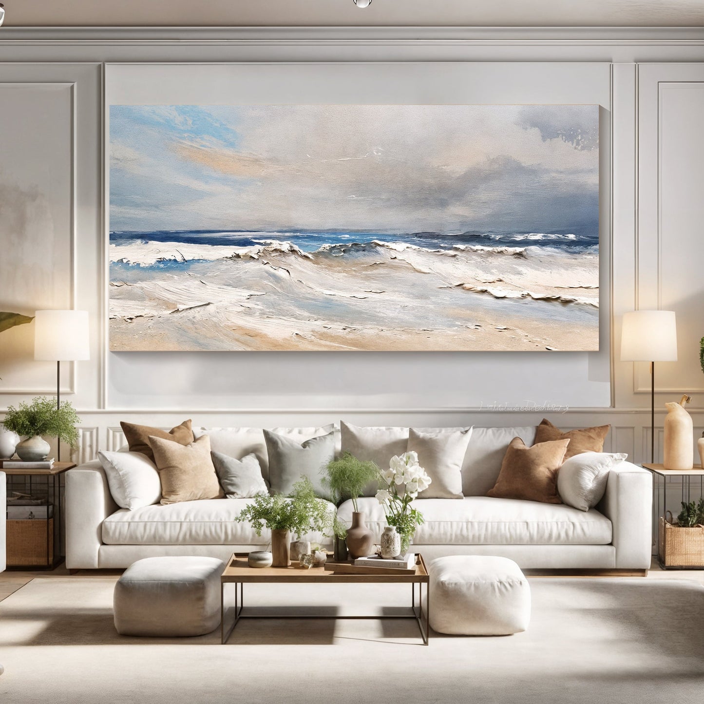 Serene Ocean Wave Coastal Canvas Print