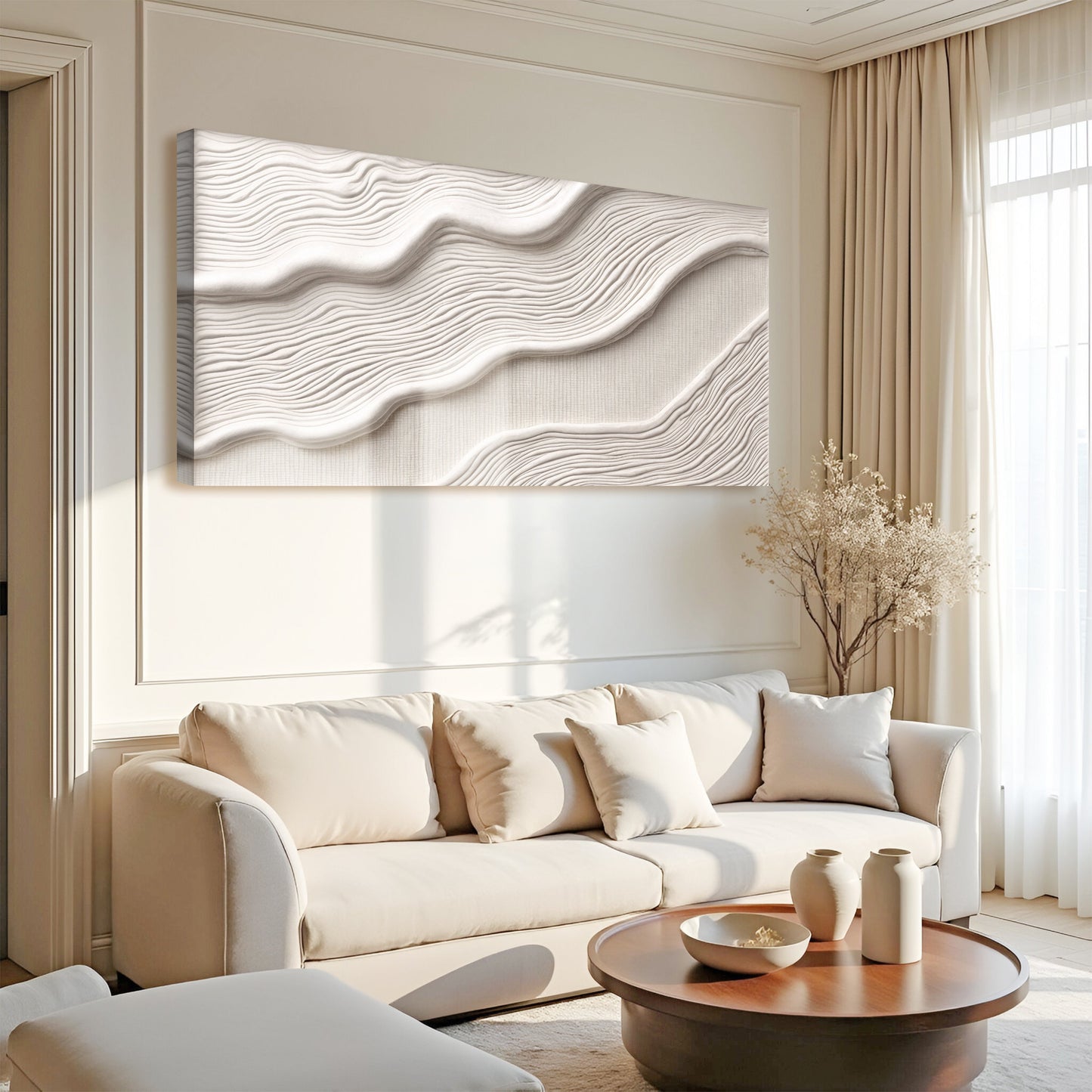 Ivory Abstract Canvas Wall Art Horizontal