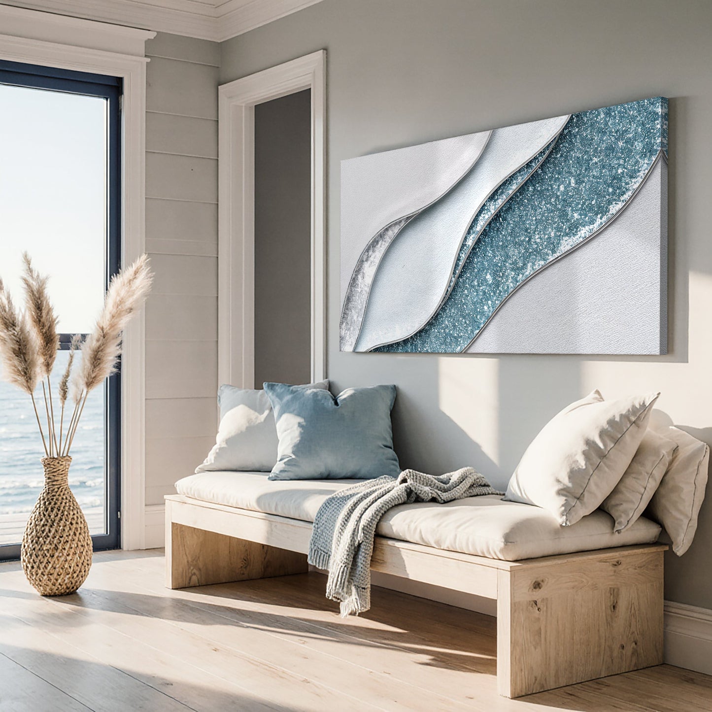 Lighter Waves Abstract Canvas Wall Art