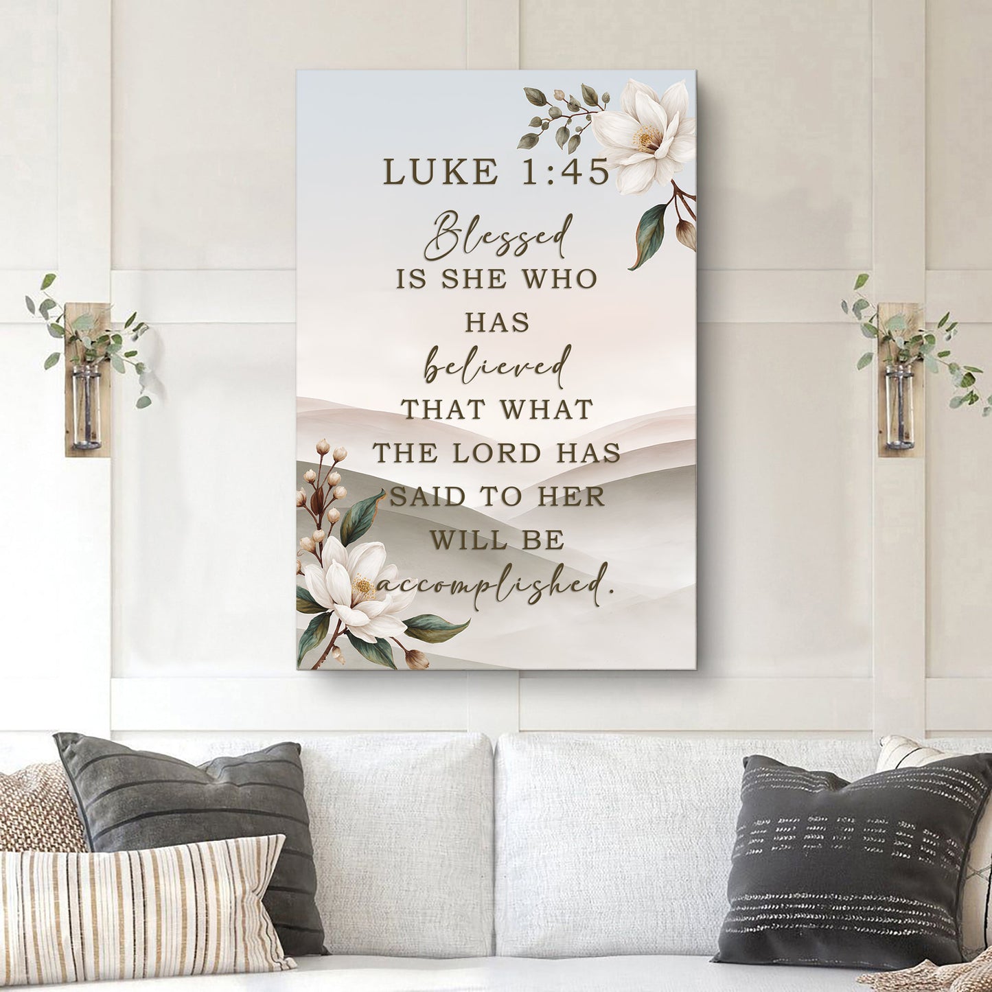 Blessed Is She Who Has Believed Luke 1:45 Canvas Wall Art