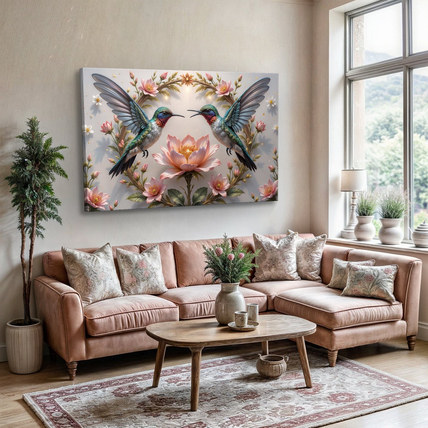 3D Hummingbirds Canvas Wall Art VI