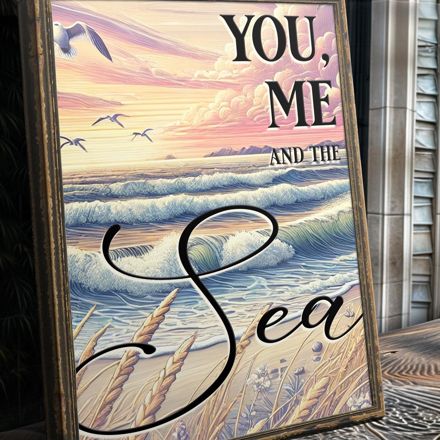 You Me and the Sea Coastal Canvas Wall Art